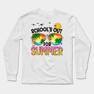 Retro Schools Out For Summer Last Day Of School Teacher Kids Long Sleeve T-Shirt